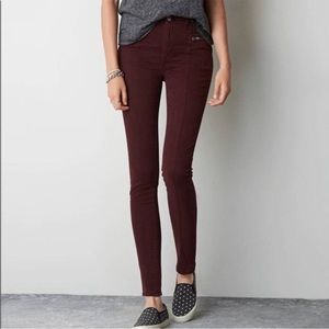 AMERICAN EAGLE OUTFITTERS Super Stretch High Rise Jeggings Burgundy 12L